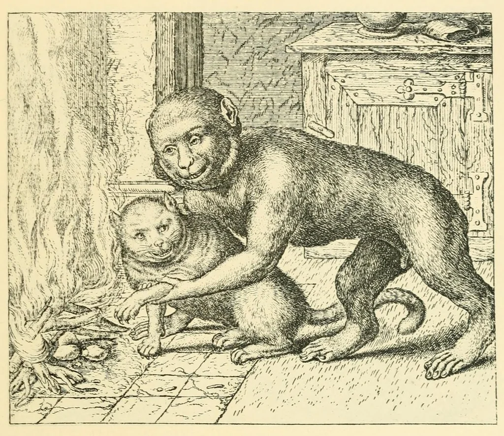 An illustration from Theatrum morum; artliche Gesprach der Thier mit wahren Historien den Menschen zur Lehr. AEgidius Sadeler excud. [Hrsg. von Gesellschaft Deutscher Bücherfreunde in Böhmen.], 1608, leaf 237