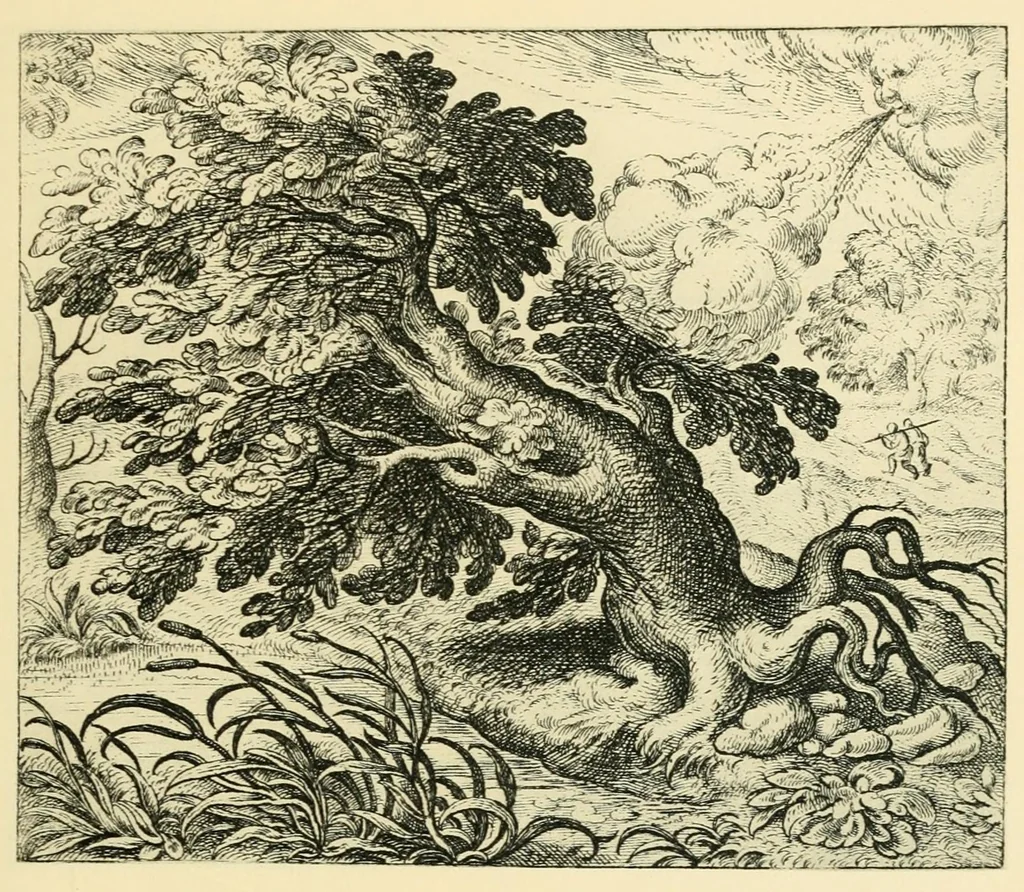 An illustration from Theatrum morum; artliche Gesprach der Thier mit wahren Historien den Menschen zur Lehr. AEgidius Sadeler excud. [Hrsg. von Gesellschaft Deutscher Bücherfreunde in Böhmen.], 1608, leaf 89