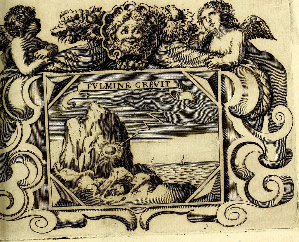 An illustration from Theatrum omium Scientiarum, sive Apparatus, quo exceptus fuit Excmus. Princeps D. Innicus de Guevara et Tassis Comes de Oñate, et Villamediana, etc., & etc., ac Neapolitani Regni prorex sapientissimus in Neapolitana Academia in Instauratione Studiorum anni 1649, etc, 1650, leaf 106