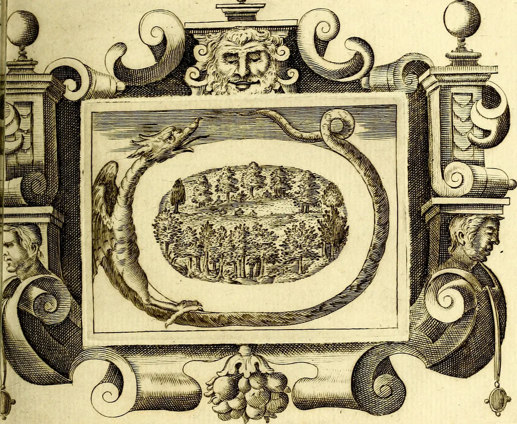 An illustration from Theatrum omium Scientiarum, sive Apparatus, quo exceptus fuit Excmus. Princeps D. Innicus de Guevara et Tassis Comes de Oñate, et Villamediana, etc., & etc., ac Neapolitani Regni prorex sapientissimus in Neapolitana Academia in Instauratione Studiorum anni 1649, etc, 1650, leaf 40