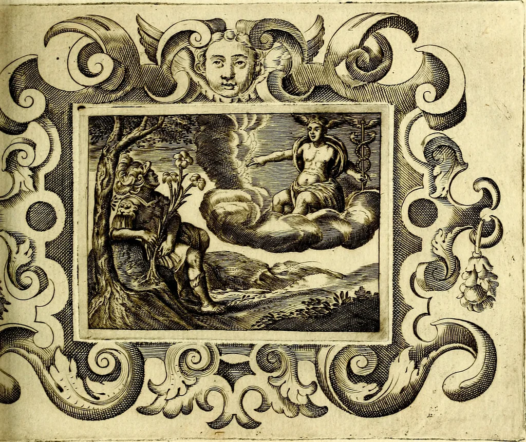 An illustration from Theatrum omium Scientiarum, sive Apparatus, quo exceptus fuit Excmus. Princeps D. Innicus de Guevara et Tassis Comes de Oñate, et Villamediana, etc., & etc., ac Neapolitani Regni prorex sapientissimus in Neapolitana Academia in Instauratione Studiorum anni 1649, etc, 1650, leaf 52