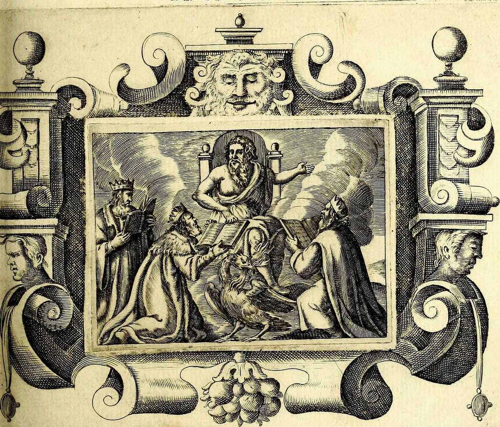 An illustration from Theatrum omium Scientiarum, sive Apparatus, quo exceptus fuit Excmus. Princeps D. Innicus de Guevara et Tassis Comes de Oñate, et Villamediana, etc., & etc., ac Neapolitani Regni prorex sapientissimus in Neapolitana Academia in Instauratione Studiorum anni 1649, etc, 1650, leaf 54