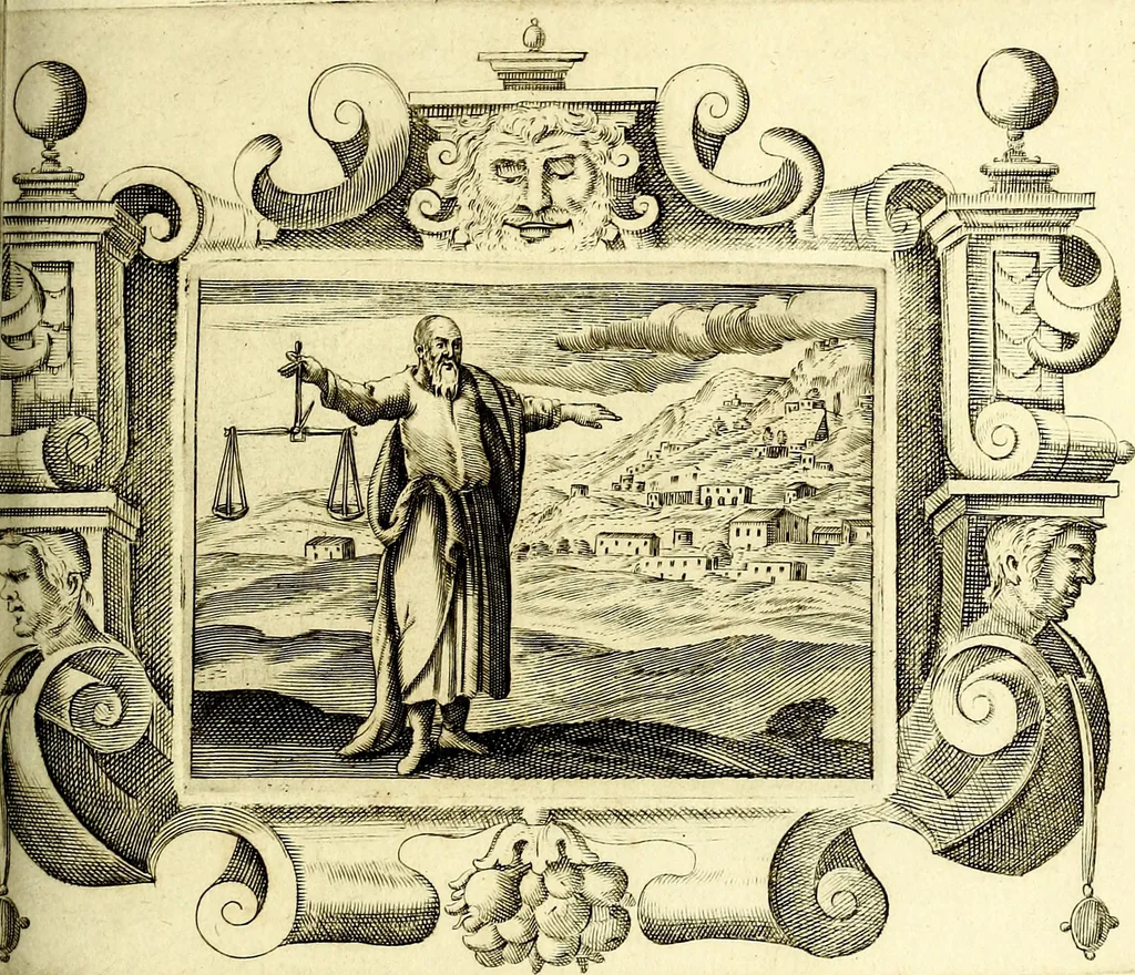 An illustration from Theatrum omium Scientiarum, sive Apparatus, quo exceptus fuit Excmus. Princeps D. Innicus de Guevara et Tassis Comes de Oñate, et Villamediana, etc., & etc., ac Neapolitani Regni prorex sapientissimus in Neapolitana Academia in Instauratione Studiorum anni 1649, etc, 1650, leaf 58