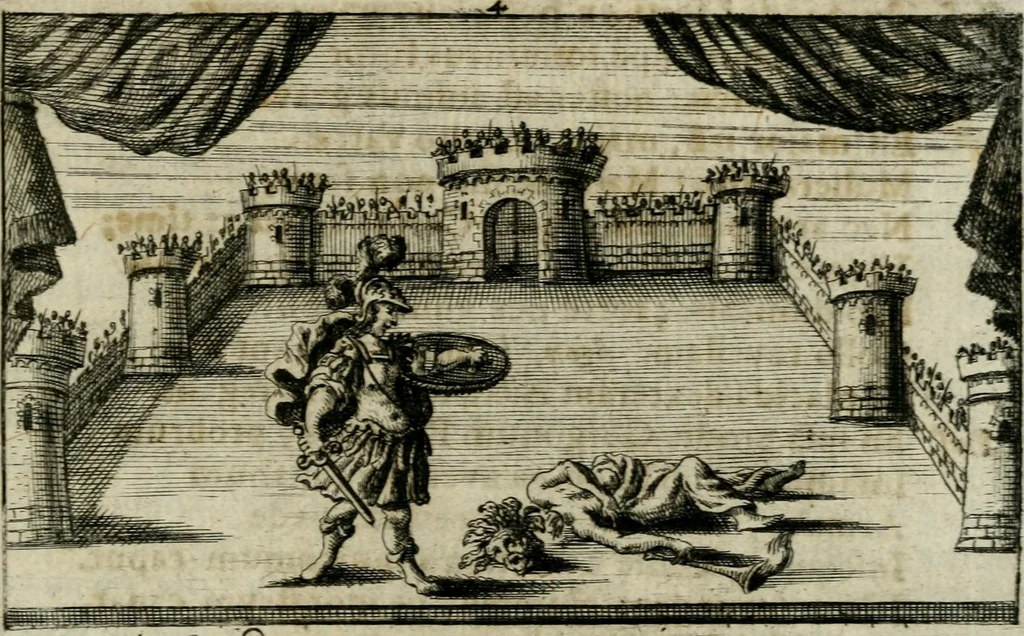 An illustration from Theatrum virtutis et honoris, augustis magnorum Caesarum filiis ab augustissimis parentibus ad imperium destinatis exstructum, et illustrissimis, perillustribus, reverendis, religiosis, praenobilibus, nobilibus, ac doctissimis DD. AA. LL. et philosophiae doctoribus, 1697, leaf 28