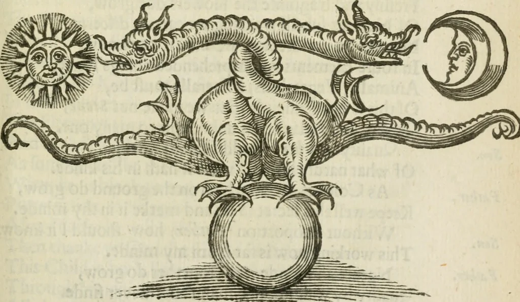 An illustration from Theatrvm chemicvm britannicum : containing severall poeticall pieces of our famous English philosophers, who have written the hermetique mysteries in their owne ancient language, 1652, leaf 402