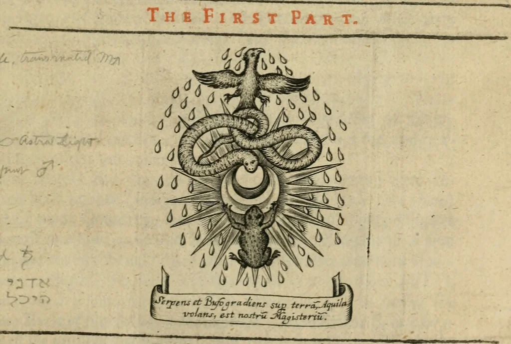 An illustration from Theatrvm chemicvm britannicum : containing severall poeticall pieces of our famous English philosophers, who have written the hermetique mysteries in their owne ancient language, 1652, leaf 6