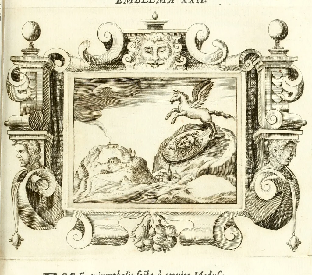 An illustration from Theatrvm omnivm scientiarvm, sive, Apparatvs qvo exceptvs fvit exc.mvs princeps d. Innicvs de Gvevara et Tassis, comes de Oñate & Villamediana, &c. ac Neapolitani regni prorex sapientissimvs, in Neapolitana academia in instavratione stvdiorvm anni MDCXLIX : cvm post sedatos Neapolitani regni tvmvltvs tanto principe avspice neapolitana Pallas armorvm tvrbine pene abrvta capvt erexit, 1650, leaf 108