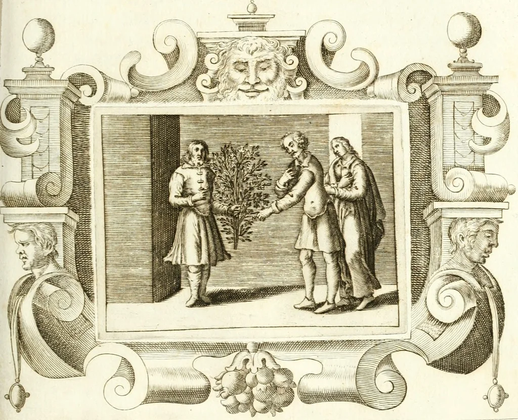 An illustration from Theatrvm omnivm scientiarvm, sive, Apparatvs qvo exceptvs fvit exc.mvs princeps d. Innicvs de Gvevara et Tassis, comes de Oñate & Villamediana, &c. ac Neapolitani regni prorex sapientissimvs, in Neapolitana academia in instavratione stvdiorvm anni MDCXLIX : cvm post sedatos Neapolitani regni tvmvltvs tanto principe avspice neapolitana Pallas armorvm tvrbine pene abrvta capvt erexit, 1650, leaf 112