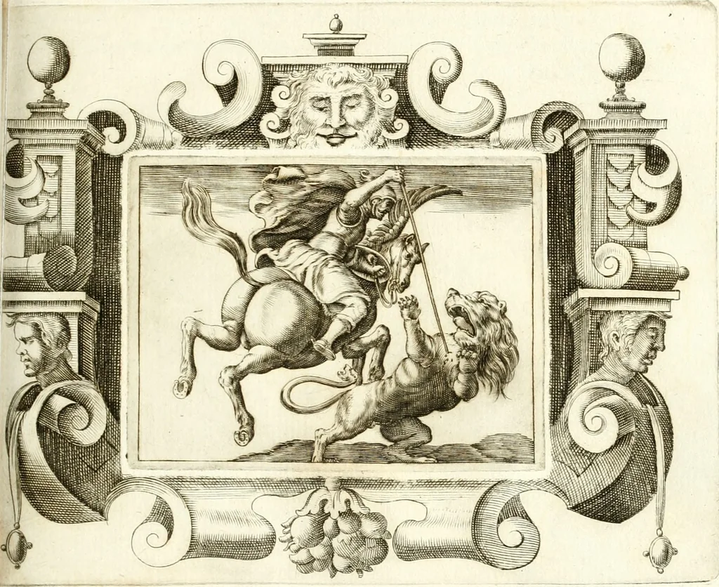 An illustration from Theatrvm omnivm scientiarvm, sive, Apparatvs qvo exceptvs fvit exc.mvs princeps d. Innicvs de Gvevara et Tassis, comes de Oñate & Villamediana, &c. ac Neapolitani regni prorex sapientissimvs, in Neapolitana academia in instavratione stvdiorvm anni MDCXLIX : cvm post sedatos Neapolitani regni tvmvltvs tanto principe avspice neapolitana Pallas armorvm tvrbine pene abrvta capvt erexit, 1650, leaf 124