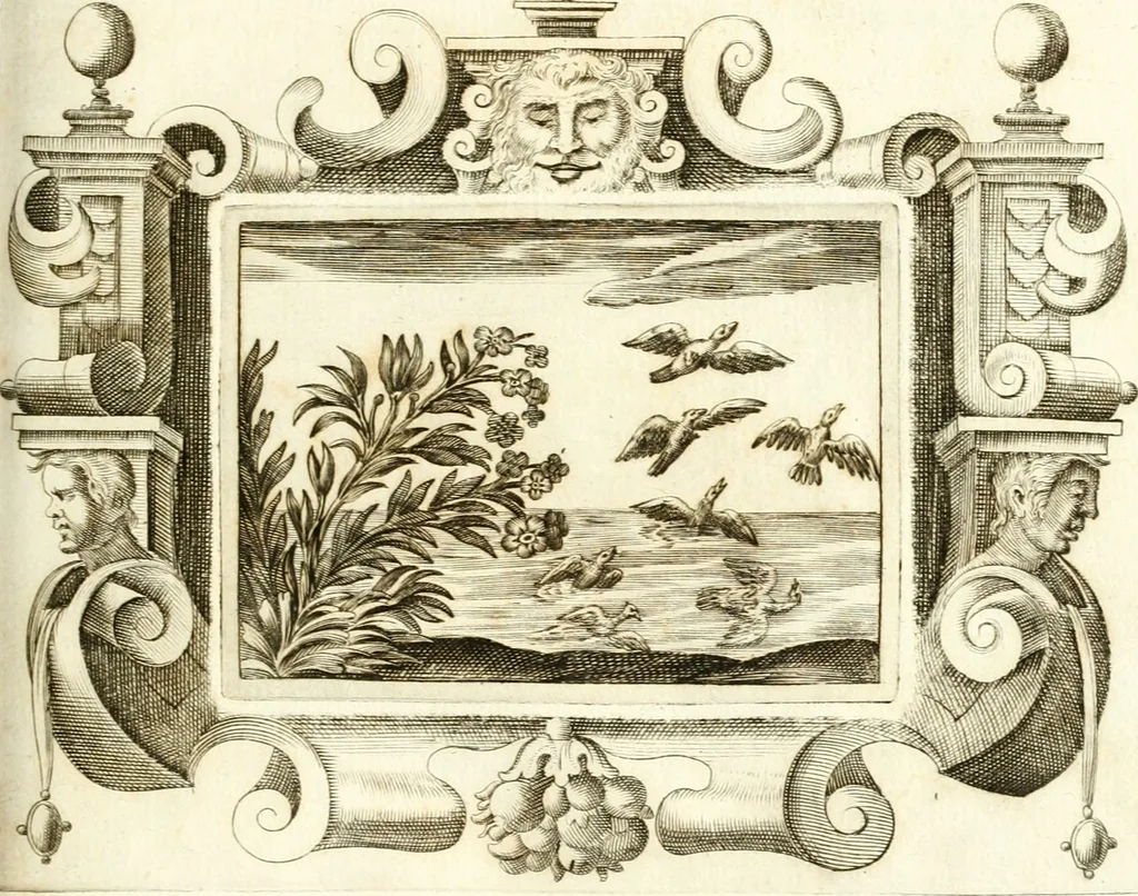 An illustration from Theatrvm omnivm scientiarvm, sive, Apparatvs qvo exceptvs fvit exc.mvs princeps d. Innicvs de Gvevara et Tassis, comes de Oñate & Villamediana, &c. ac Neapolitani regni prorex sapientissimvs, in Neapolitana academia in instavratione stvdiorvm anni MDCXLIX : cvm post sedatos Neapolitani regni tvmvltvs tanto principe avspice neapolitana Pallas armorvm tvrbine pene abrvta capvt erexit, 1650, leaf 128
