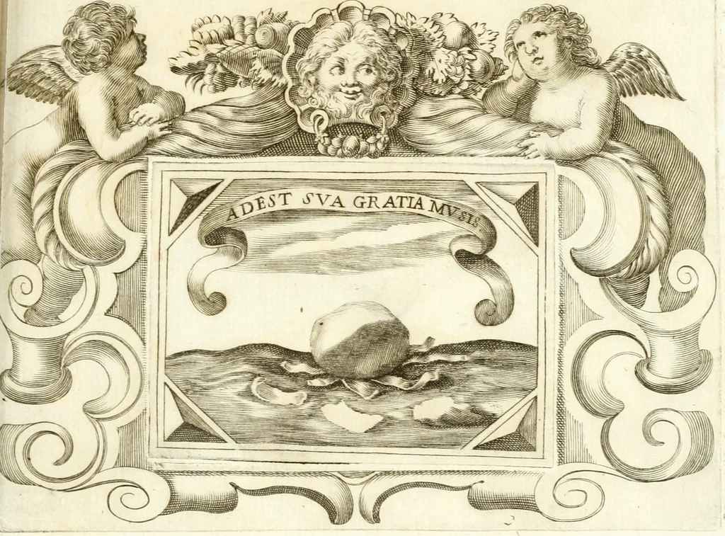 An illustration from Theatrvm omnivm scientiarvm, sive, Apparatvs qvo exceptvs fvit exc.mvs princeps d. Innicvs de Gvevara et Tassis, comes de Oñate & Villamediana, &c. ac Neapolitani regni prorex sapientissimvs, in Neapolitana academia in instavratione stvdiorvm anni MDCXLIX : cvm post sedatos Neapolitani regni tvmvltvs tanto principe avspice neapolitana Pallas armorvm tvrbine pene abrvta capvt erexit, 1650, leaf 152