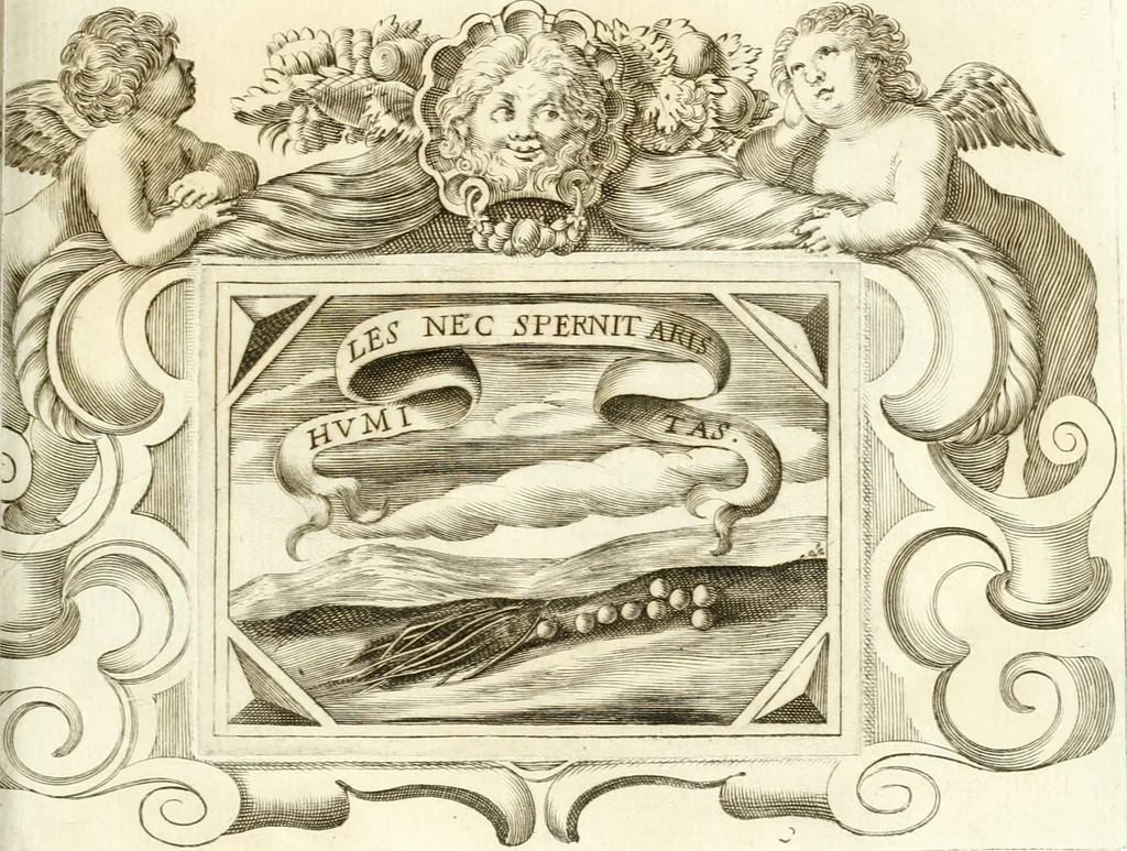 An illustration from Theatrvm omnivm scientiarvm, sive, Apparatvs qvo exceptvs fvit exc.mvs princeps d. Innicvs de Gvevara et Tassis, comes de Oñate & Villamediana, &c. ac Neapolitani regni prorex sapientissimvs, in Neapolitana academia in instavratione stvdiorvm anni MDCXLIX : cvm post sedatos Neapolitani regni tvmvltvs tanto principe avspice neapolitana Pallas armorvm tvrbine pene abrvta capvt erexit, 1650, leaf 160