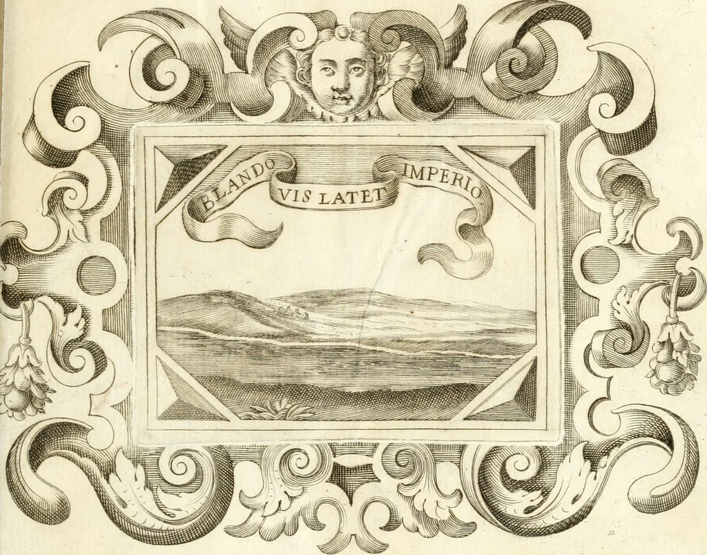 An illustration from Theatrvm omnivm scientiarvm, sive, Apparatvs qvo exceptvs fvit exc.mvs princeps d. Innicvs de Gvevara et Tassis, comes de Oñate & Villamediana, &c. ac Neapolitani regni prorex sapientissimvs, in Neapolitana academia in instavratione stvdiorvm anni MDCXLIX : cvm post sedatos Neapolitani regni tvmvltvs tanto principe avspice neapolitana Pallas armorvm tvrbine pene abrvta capvt erexit, 1650, leaf 172
