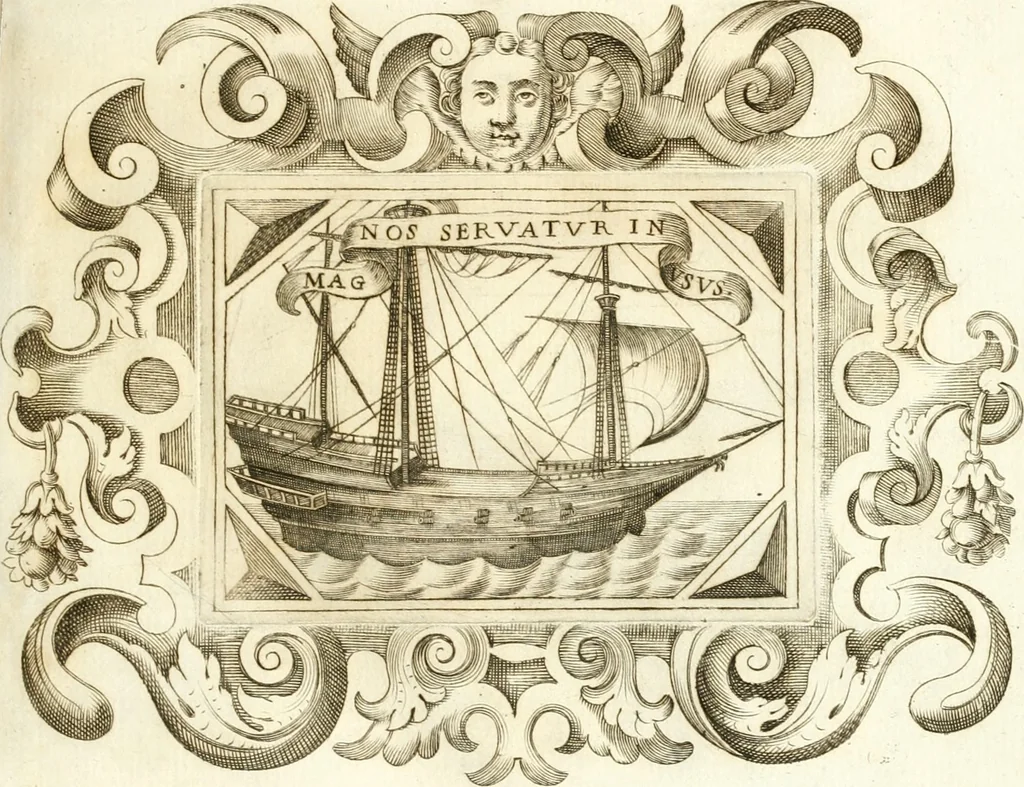 An illustration from Theatrvm omnivm scientiarvm, sive, Apparatvs qvo exceptvs fvit exc.mvs princeps d. Innicvs de Gvevara et Tassis, comes de Oñate & Villamediana, &c. ac Neapolitani regni prorex sapientissimvs, in Neapolitana academia in instavratione stvdiorvm anni MDCXLIX : cvm post sedatos Neapolitani regni tvmvltvs tanto principe avspice neapolitana Pallas armorvm tvrbine pene abrvta capvt erexit, 1650, leaf 200