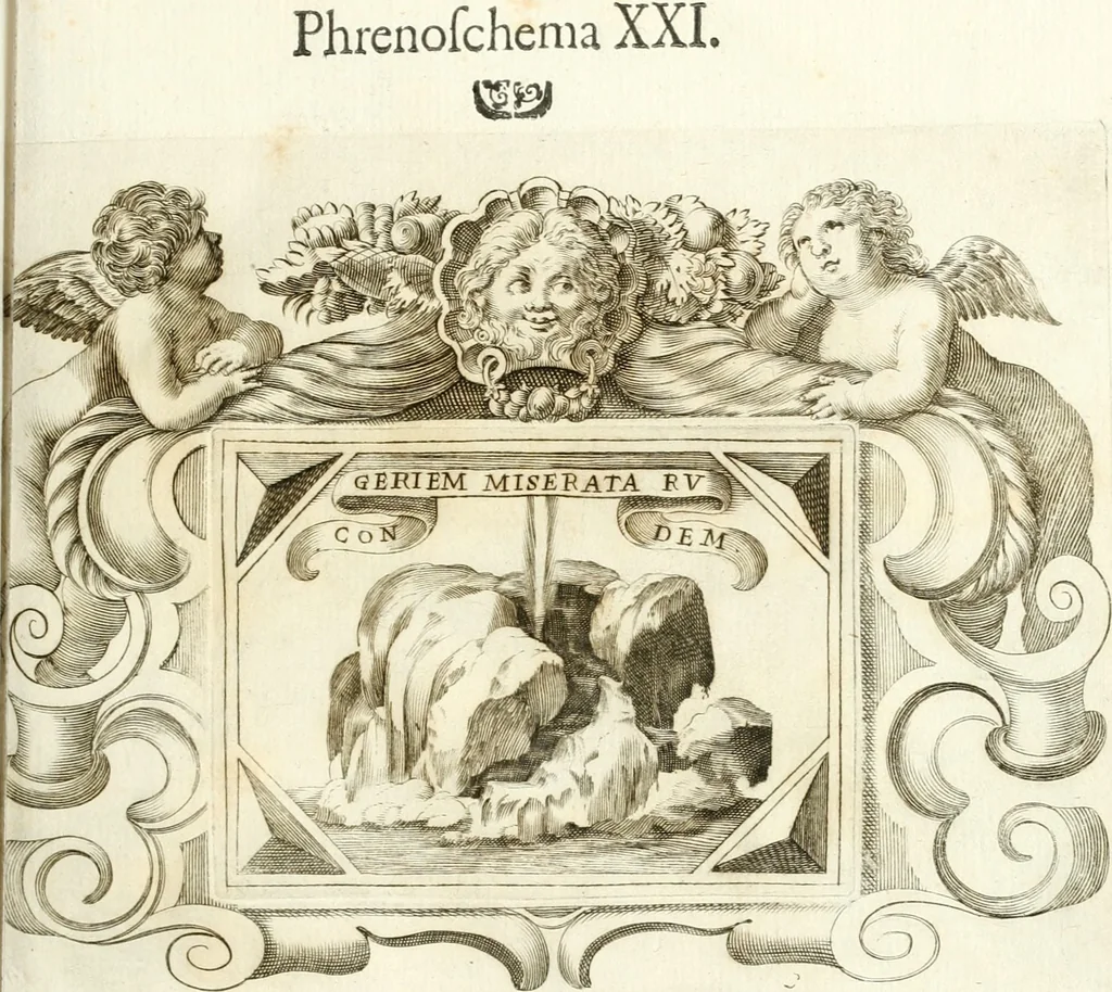 An illustration from Theatrvm omnivm scientiarvm, sive, Apparatvs qvo exceptvs fvit exc.mvs princeps d. Innicvs de Gvevara et Tassis, comes de Oñate & Villamediana, &c. ac Neapolitani regni prorex sapientissimvs, in Neapolitana academia in instavratione stvdiorvm anni MDCXLIX : cvm post sedatos Neapolitani regni tvmvltvs tanto principe avspice neapolitana Pallas armorvm tvrbine pene abrvta capvt erexit, 1650, leaf 222