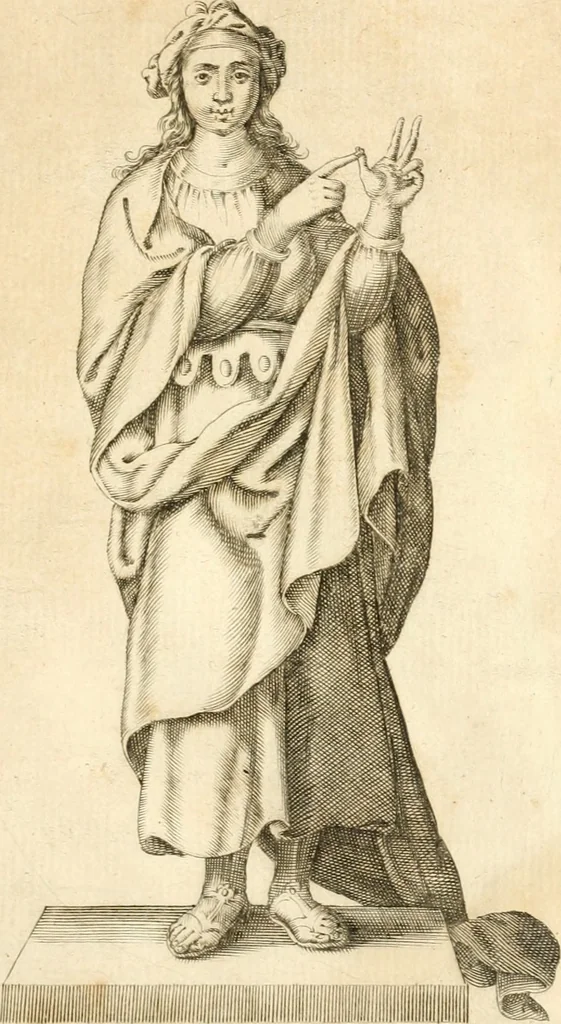 An illustration from Theatrvm omnivm scientiarvm, sive, Apparatvs qvo exceptvs fvit exc.mvs princeps d. Innicvs de Gvevara et Tassis, comes de Oñate & Villamediana, &c. ac Neapolitani regni prorex sapientissimvs, in Neapolitana academia in instavratione stvdiorvm anni MDCXLIX : cvm post sedatos Neapolitani regni tvmvltvs tanto principe avspice neapolitana Pallas armorvm tvrbine pene abrvta capvt erexit, 1650, leaf 274