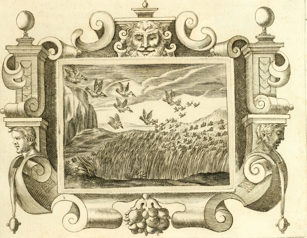 An illustration from Theatrvm omnivm scientiarvm, sive, Apparatvs qvo exceptvs fvit exc.mvs princeps d. Innicvs de Gvevara et Tassis, comes de Oñate & Villamediana, &c. ac Neapolitani regni prorex sapientissimvs, in Neapolitana academia in instavratione stvdiorvm anni MDCXLIX : cvm post sedatos Neapolitani regni tvmvltvs tanto principe avspice neapolitana Pallas armorvm tvrbine pene abrvta capvt erexit, 1650, leaf 40