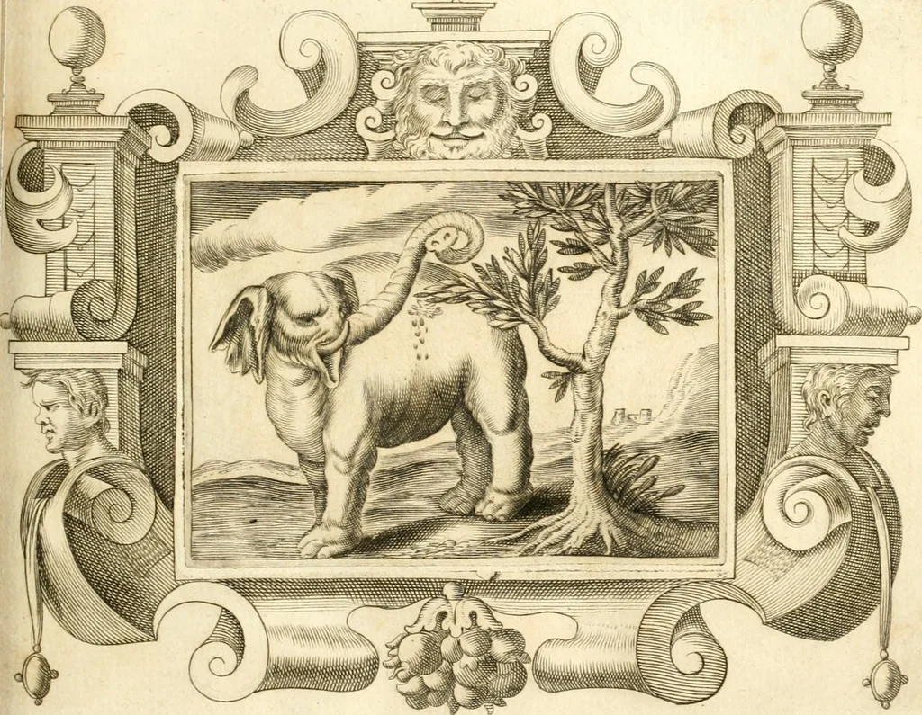 An illustration from Theatrvm omnivm scientiarvm, sive, Apparatvs qvo exceptvs fvit exc.mvs princeps d. Innicvs de Gvevara et Tassis, comes de Oñate & Villamediana, &c. ac Neapolitani regni prorex sapientissimvs, in Neapolitana academia in instavratione stvdiorvm anni MDCXLIX : cvm post sedatos Neapolitani regni tvmvltvs tanto principe avspice neapolitana Pallas armorvm tvrbine pene abrvta capvt erexit, 1650, leaf 92