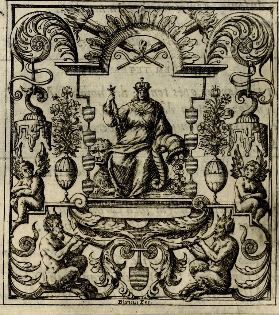 An illustration from Theatrvm temporanevm æternitati Cæsaris Montii, S.R.E. cardinalis et archiep. mediolanen. sacrvm, 1635, leaf 117