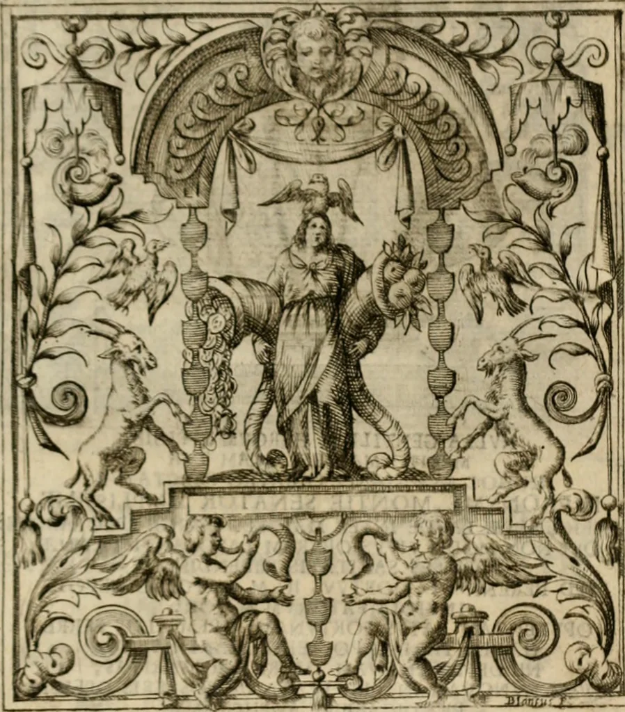 An illustration from Theatrvm temporanevm æternitati Cæsaris Montii, S.R.E. cardinalis et archiep. mediolanen. sacrvm, 1635, leaf 132