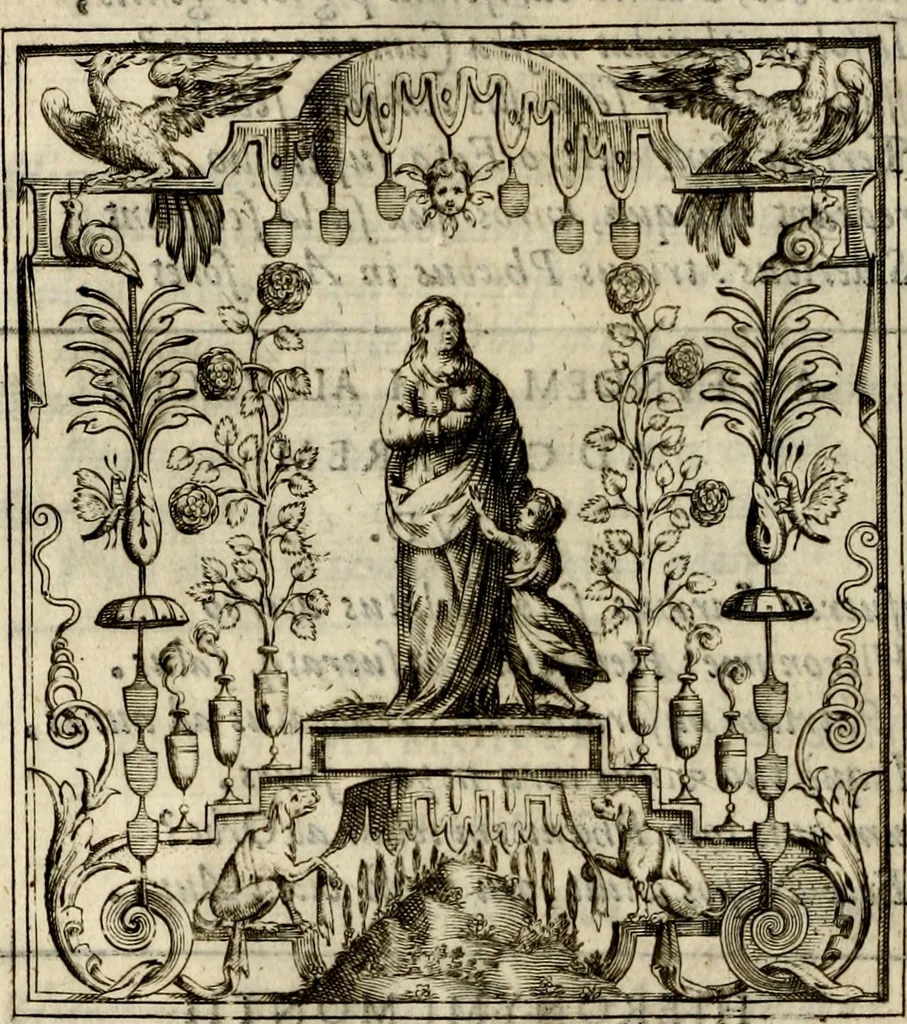 An illustration from Theatrvm temporanevm æternitati Cæsaris Montii, S.R.E. cardinalis et archiep. mediolanen. sacrvm, 1635, leaf 137