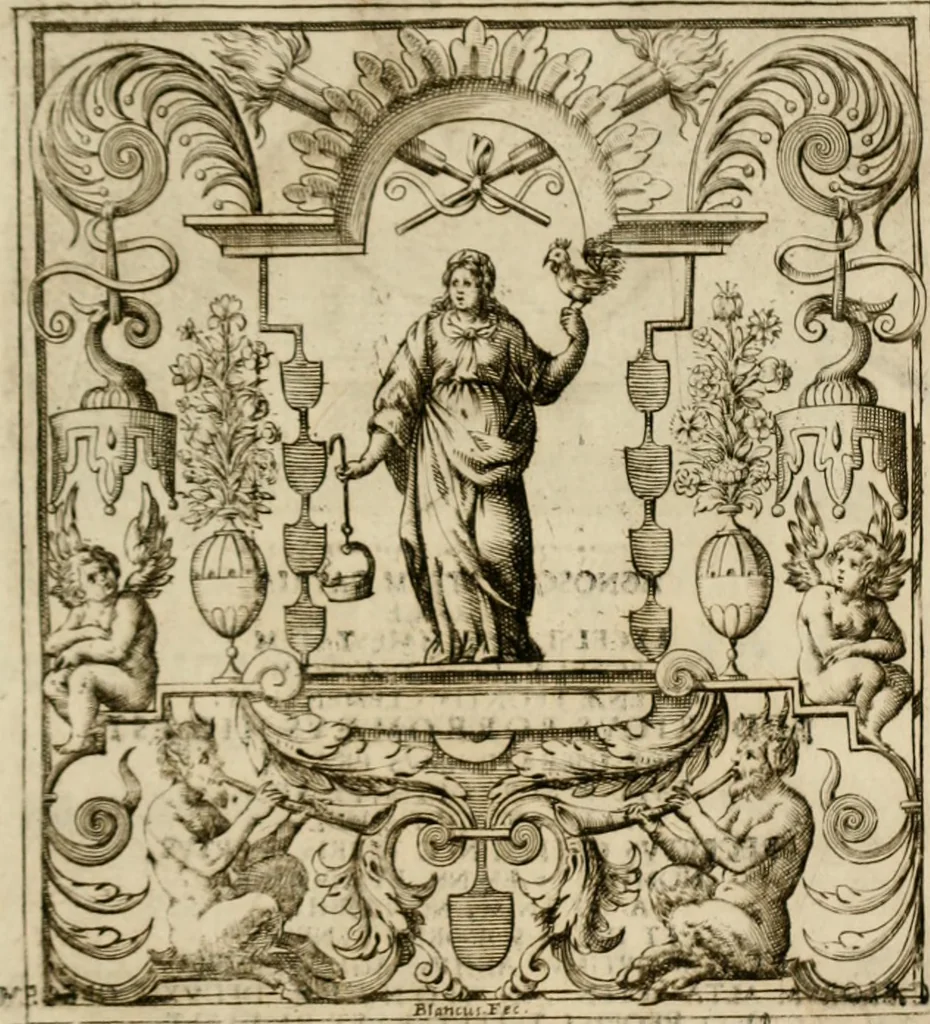 An illustration from Theatrvm temporanevm æternitati Cæsaris Montii, S.R.E. cardinalis et archiep. mediolanen. sacrvm, 1635, leaf 142