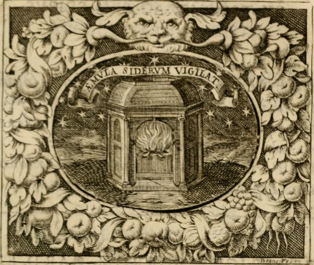An illustration from Theatrvm temporanevm æternitati Cæsaris Montii, S.R.E. cardinalis et archiep. mediolanen. sacrvm, 1635, leaf 144