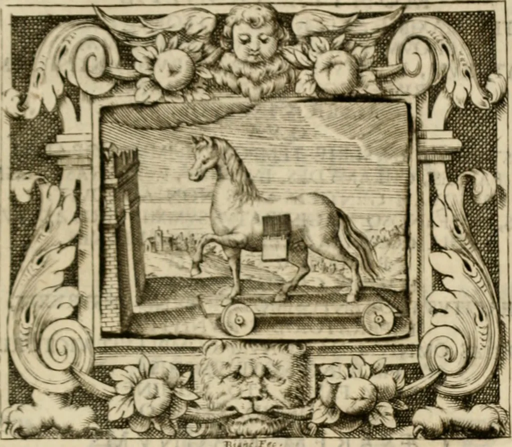 An illustration from Theatrvm temporanevm æternitati Cæsaris Montii, S.R.E. cardinalis et archiep. mediolanen. sacrvm, 1635, leaf 148