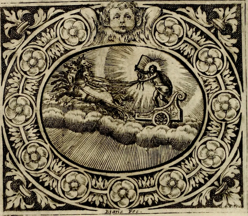 An illustration from Theatrvm temporanevm æternitati Cæsaris Montii, S.R.E. cardinalis et archiep. mediolanen. sacrvm, 1635, leaf 153