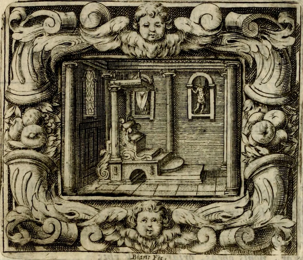 An illustration from Theatrvm temporanevm æternitati Cæsaris Montii, S.R.E. cardinalis et archiep. mediolanen. sacrvm, 1635, leaf 155