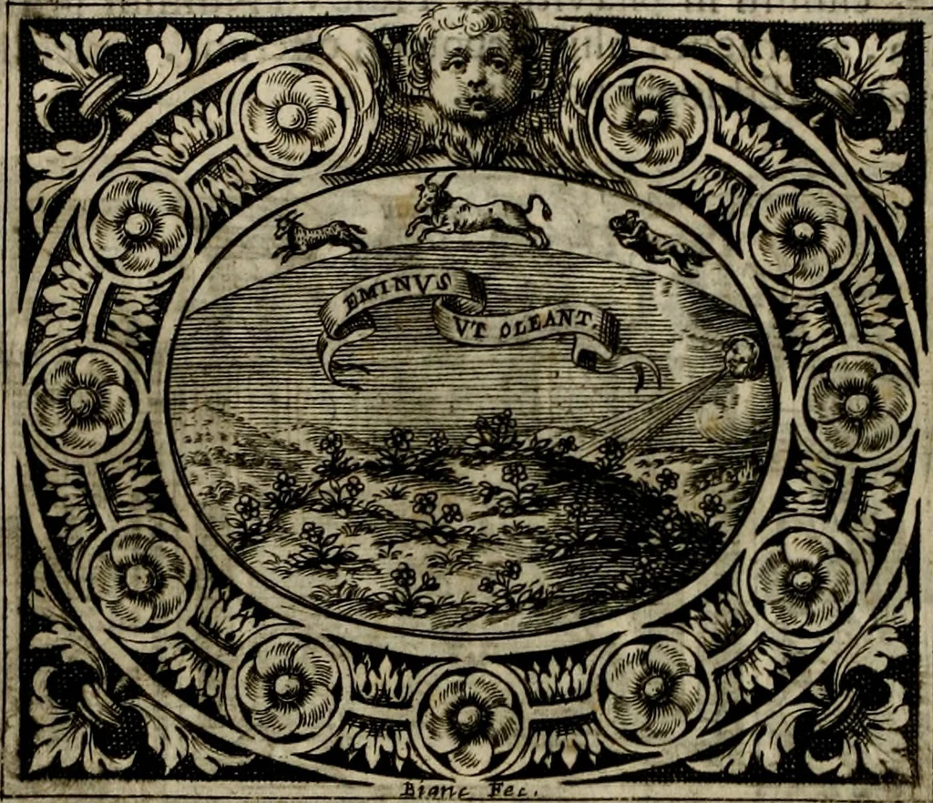 An illustration from Theatrvm temporanevm æternitati Cæsaris Montii, S.R.E. cardinalis et archiep. mediolanen. sacrvm, 1635, leaf 47