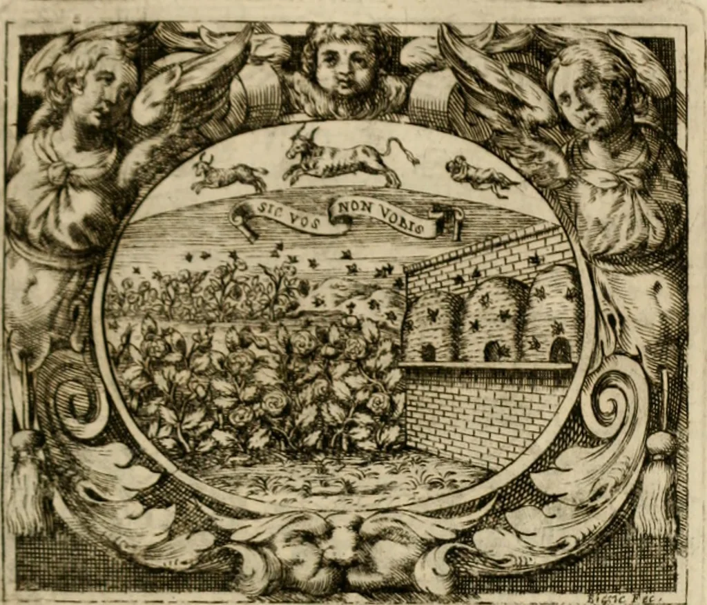 An illustration from Theatrvm temporanevm æternitati Cæsaris Montii, S.R.E. cardinalis et archiep. mediolanen. sacrvm, 1635, leaf 48