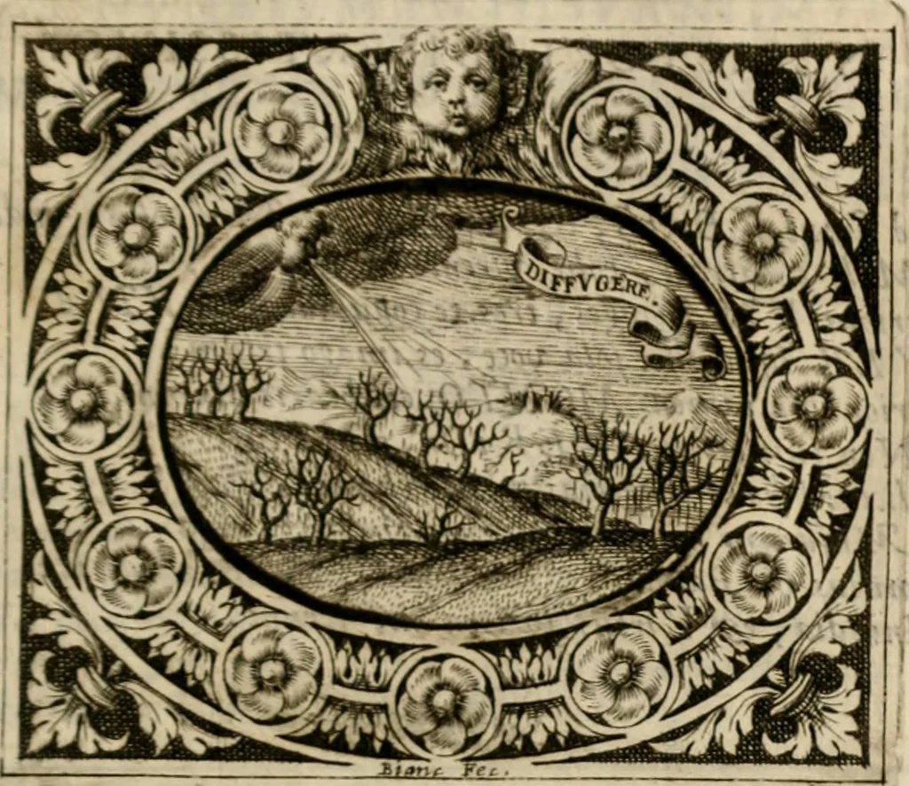 An illustration from Theatrvm temporanevm æternitati Cæsaris Montii, S.R.E. cardinalis et archiep. mediolanen. sacrvm, 1635, leaf 54