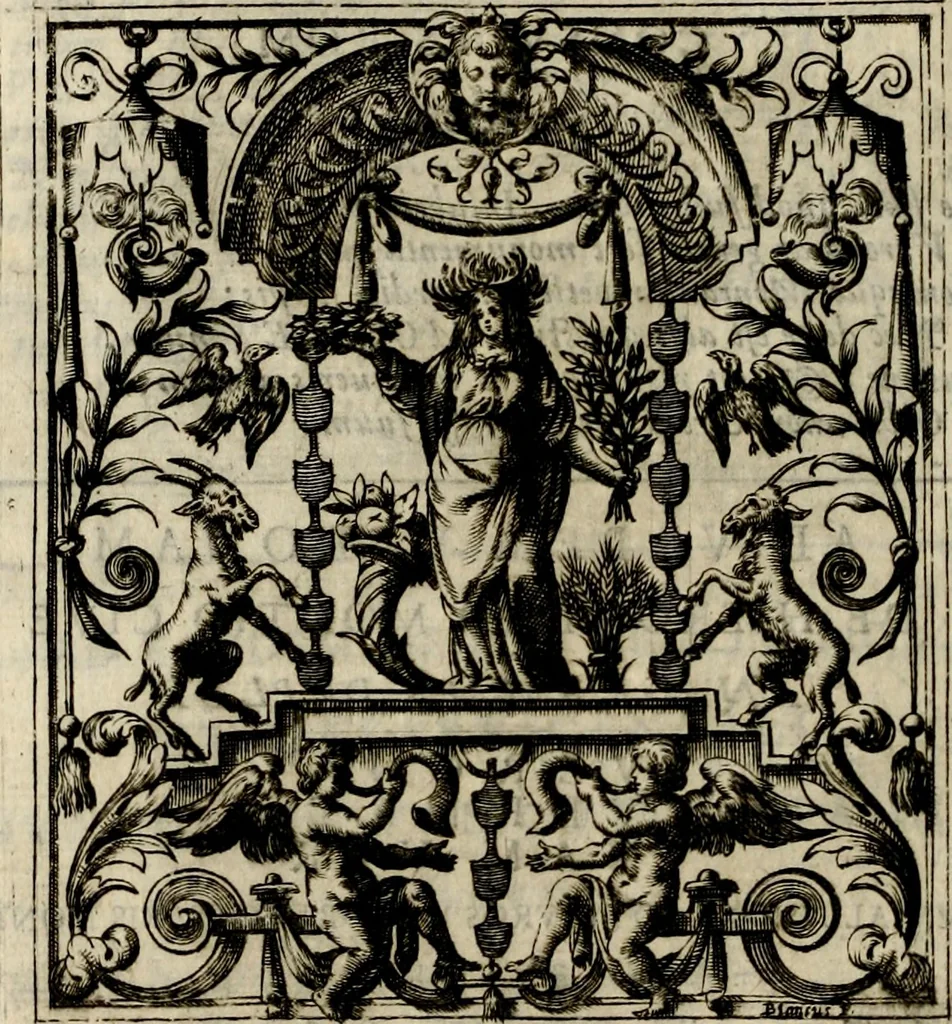 An illustration from Theatrvm temporanevm æternitati Cæsaris Montii, S.R.E. cardinalis et archiep. mediolanen. sacrvm, 1635, leaf 57