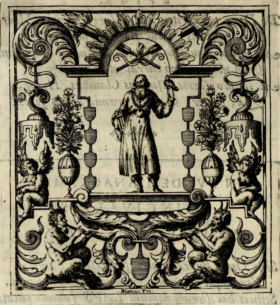 An illustration from Theatrvm temporanevm æternitati Cæsaris Montii, S.R.E. cardinalis et archiep. mediolanen. sacrvm, 1635, leaf 67