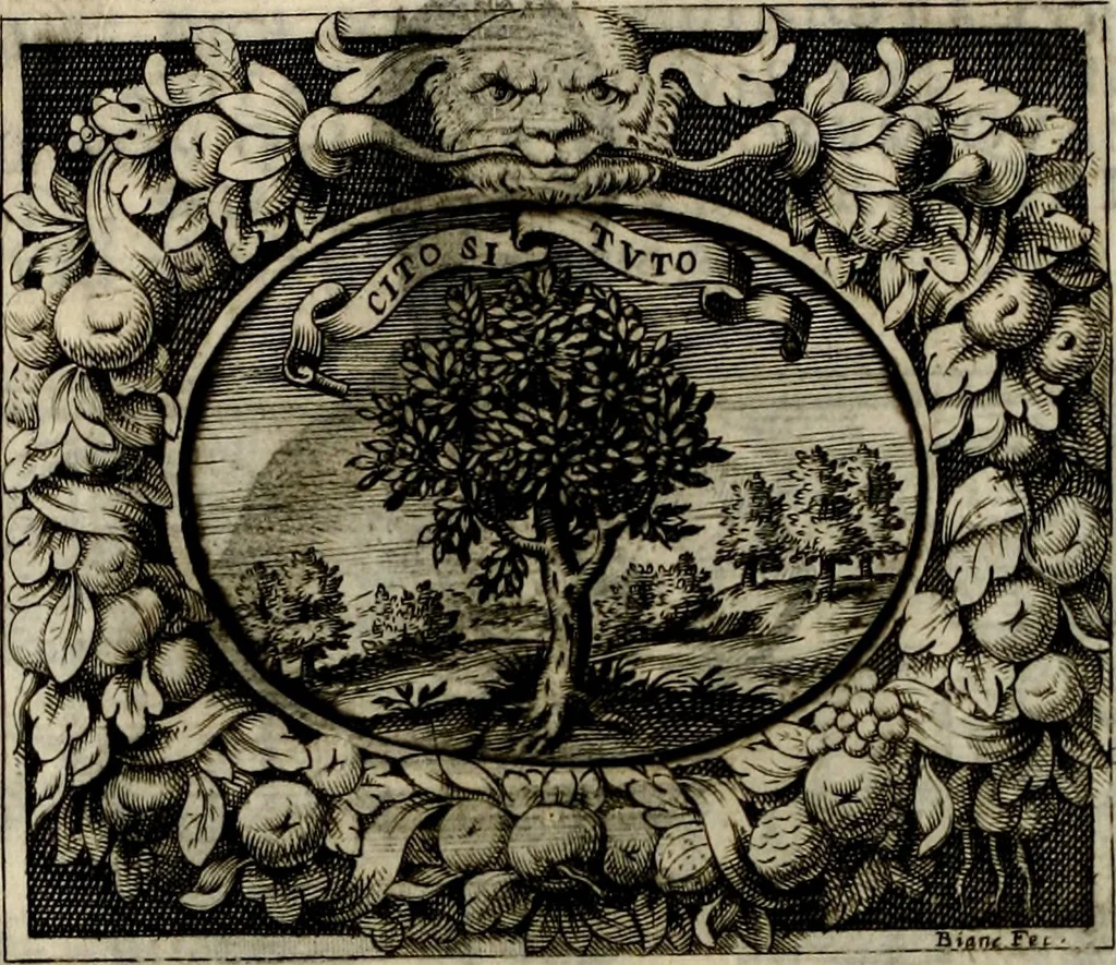 An illustration from Theatrvm temporanevm æternitati Cæsaris Montii, S.R.E. cardinalis et archiep. mediolanen. sacrvm, 1635, leaf 69