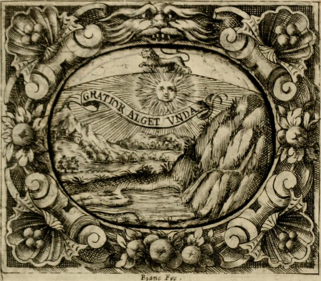 An illustration from Theatrvm temporanevm æternitati Cæsaris Montii, S.R.E. cardinalis et archiep. mediolanen. sacrvm, 1635, leaf 74