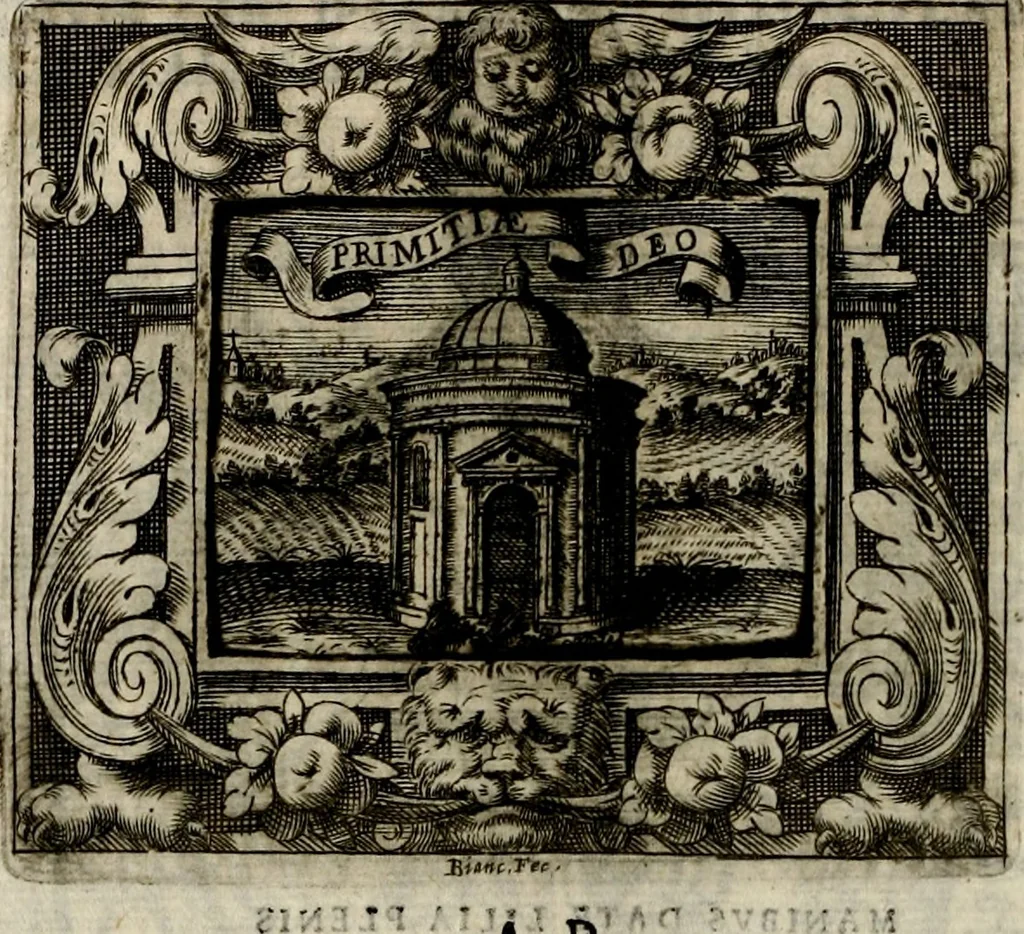 An illustration from Theatrvm temporanevm æternitati Cæsaris Montii, S.R.E. cardinalis et archiep. mediolanen. sacrvm, 1635, leaf 79