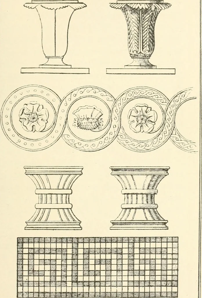An illustration from The cabinet-maker and upholsterer's companion : comprising the art of drawing, as applicable to cabinet work; veneering, inlaying, and buhl work ... with numerous receipts, useful to workmen generally, 1906, leaf 38