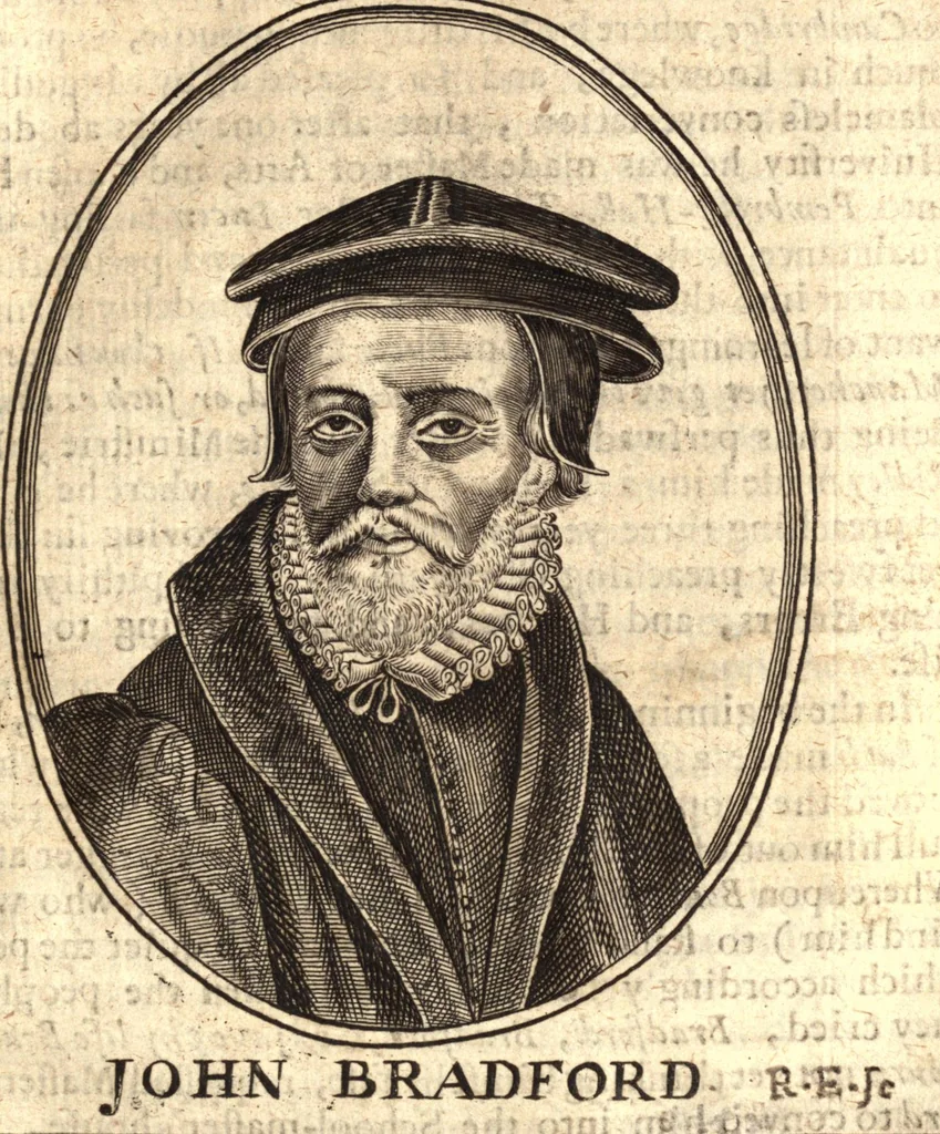 An illustration from The marrow of ecclesiastical history : contained in the lives of one hundred forty eight fathers, schoolmen, first reformers, and modern divines which have flourished in the Church since Christ's time to this present age : faithfully collected and orderly disposed according to the centuries wherein they lived : together with the lively effigies of most of the eminentest of them cut in copper, 1654, leaf 396