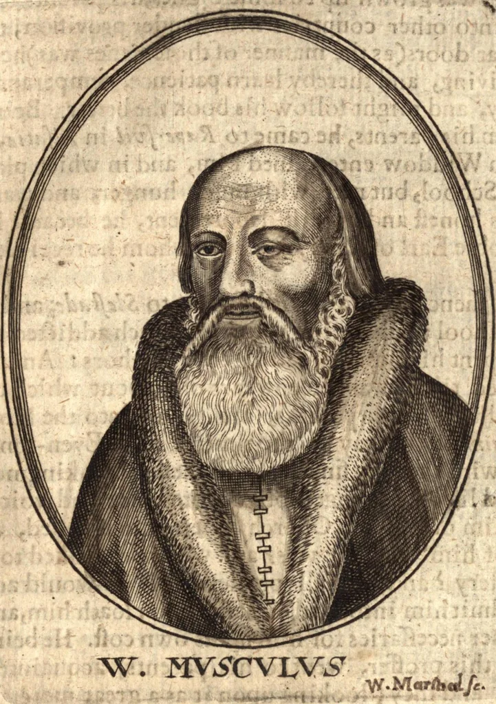 An illustration from The marrow of ecclesiastical history : contained in the lives of one hundred forty eight fathers, schoolmen, first reformers, and modern divines which have flourished in the Church since Christ's time to this present age : faithfully collected and orderly disposed according to the centuries wherein they lived : together with the lively effigies of most of the eminentest of them cut in copper, 1654, leaf 484