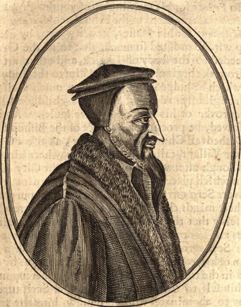 An illustration from The marrow of ecclesiastical history : contained in the lives of one hundred forty eight fathers, schoolmen, first reformers, and modern divines which have flourished in the Church since Christ's time to this present age : faithfully collected and orderly disposed according to the centuries wherein they lived : together with the lively effigies of most of the eminentest of them cut in copper, 1654, leaf 500