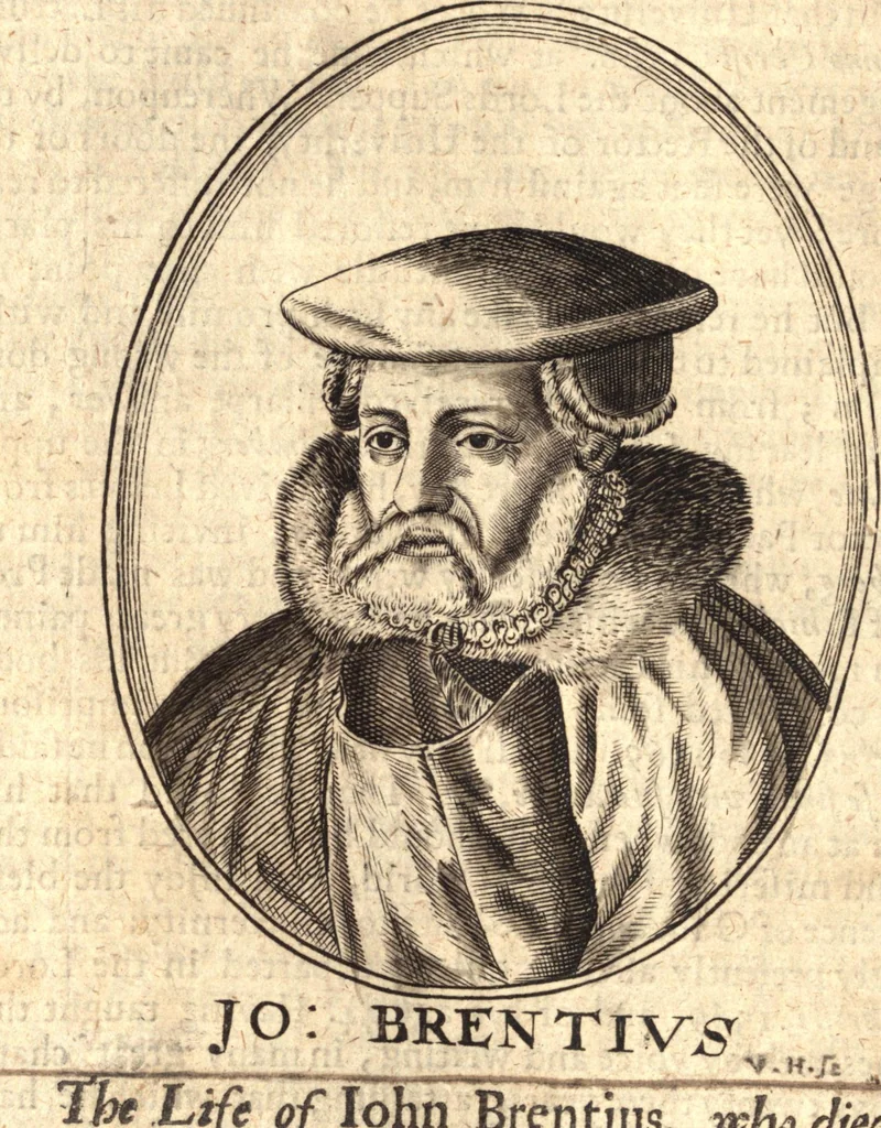 An illustration from The marrow of ecclesiastical history : contained in the lives of one hundred forty eight fathers, schoolmen, first reformers, and modern divines which have flourished in the Church since Christ's time to this present age : faithfully collected and orderly disposed according to the centuries wherein they lived : together with the lively effigies of most of the eminentest of them cut in copper, 1654, leaf 569
