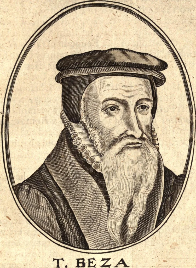 An illustration from The marrow of ecclesiastical history : contained in the lives of one hundred forty eight fathers, schoolmen, first reformers, and modern divines which have flourished in the Church since Christ's time to this present age : faithfully collected and orderly disposed according to the centuries wherein they lived : together with the lively effigies of most of the eminentest of them cut in copper, 1654, leaf 750