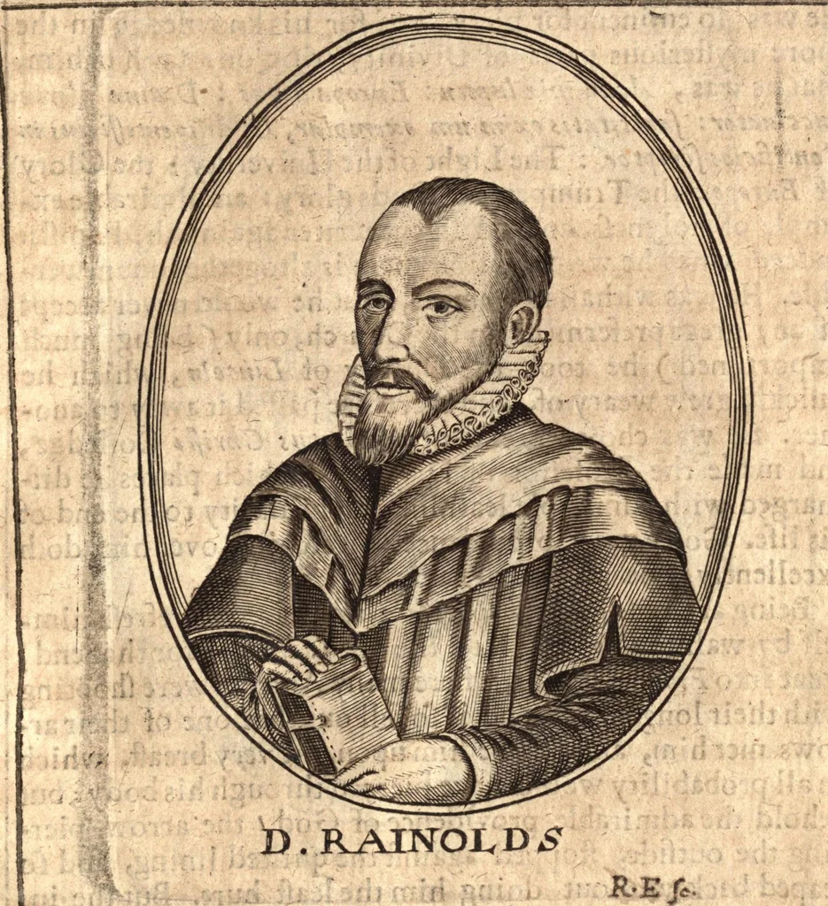 An illustration from The marrow of ecclesiastical history : contained in the lives of one hundred forty eight fathers, schoolmen, first reformers, and modern divines which have flourished in the Church since Christ's time to this present age : faithfully collected and orderly disposed according to the centuries wherein they lived : together with the lively effigies of most of the eminentest of them cut in copper, 1654, leaf 772