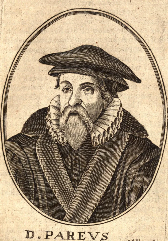 An illustration from The marrow of ecclesiastical history : contained in the lives of one hundred forty eight fathers, schoolmen, first reformers, and modern divines which have flourished in the Church since Christ's time to this present age : faithfully collected and orderly disposed according to the centuries wherein they lived : together with the lively effigies of most of the eminentest of them cut in copper, 1654, leaf 798