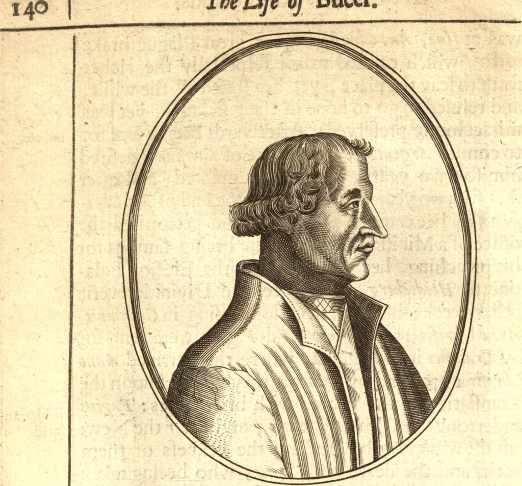 An illustration from The marrow of ecclesiastical historie, conteined in the lives of the fathers and other learned men and famous divines which have flourished in the Church since Christ's time to this present age. Faithfully collected out of several autors and orderly disposed according to the centuries wherein they lived. Together with the livelie effigies of most of the eminentest of them cut in copper, 1650, leaf 177