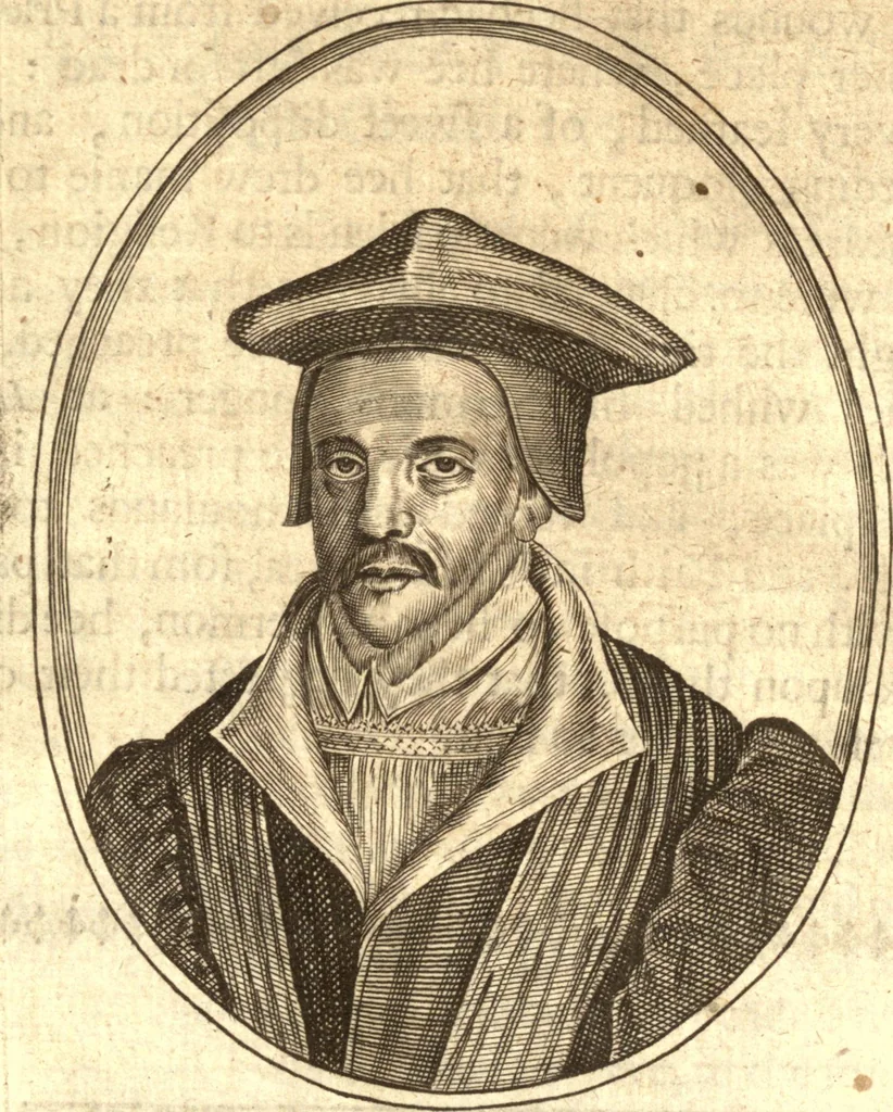 An illustration from The marrow of ecclesiastical historie, conteined in the lives of the fathers and other learned men and famous divines which have flourished in the Church since Christ's time to this present age. Faithfully collected out of several autors and orderly disposed according to the centuries wherein they lived. Together with the livelie effigies of most of the eminentest of them cut in copper, 1650, leaf 297