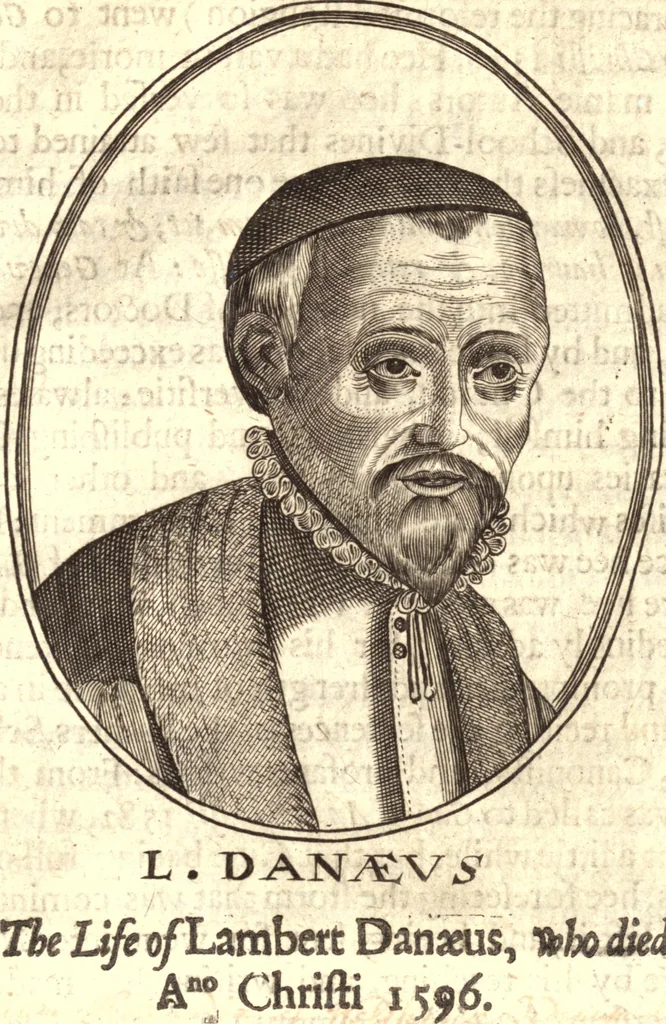 An illustration from The marrow of ecclesiastical historie, conteined in the lives of the fathers and other learned men and famous divines which have flourished in the Church since Christ's time to this present age. Faithfully collected out of several autors and orderly disposed according to the centuries wherein they lived. Together with the livelie effigies of most of the eminentest of them cut in copper, 1650, leaf 406