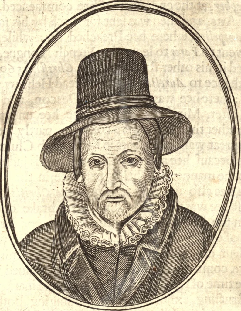 An illustration from The marrow of ecclesiastical historie, conteined in the lives of the fathers and other learned men and famous divines which have flourished in the Church since Christ's time to this present age. Faithfully collected out of several autors and orderly disposed according to the centuries wherein they lived. Together with the livelie effigies of most of the eminentest of them cut in copper, 1650, leaf 422